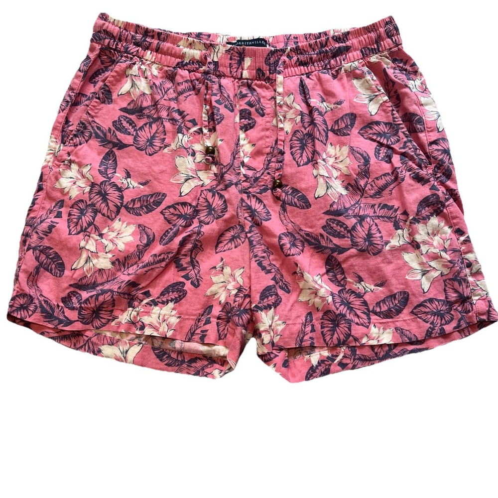 Margaritaville Pink Tropical Print Linen Shorts‎ Womens Small Resortwear Summer